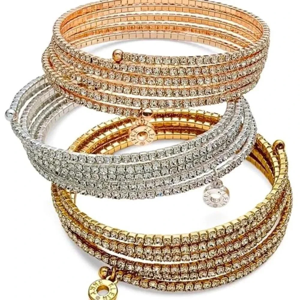 Multi Row Rhinestone Rose Gold  5 Slide Bracelets